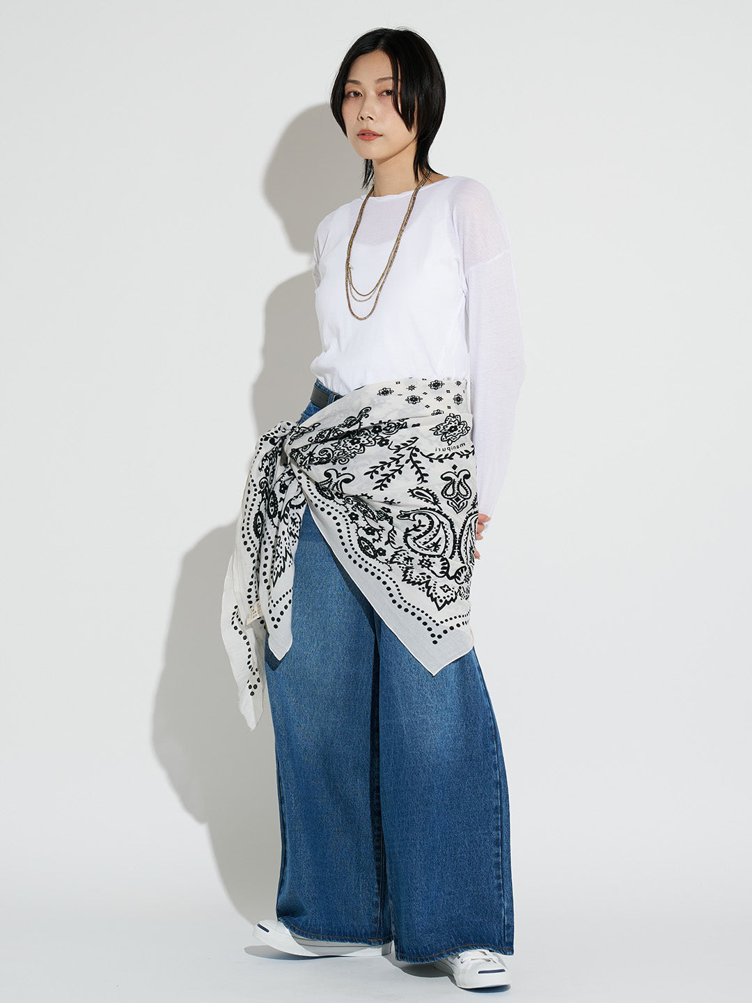 ロンページ CRUSHED RIB STITCH CURVED HEM HOODIE(S Black): Vintage 1.2