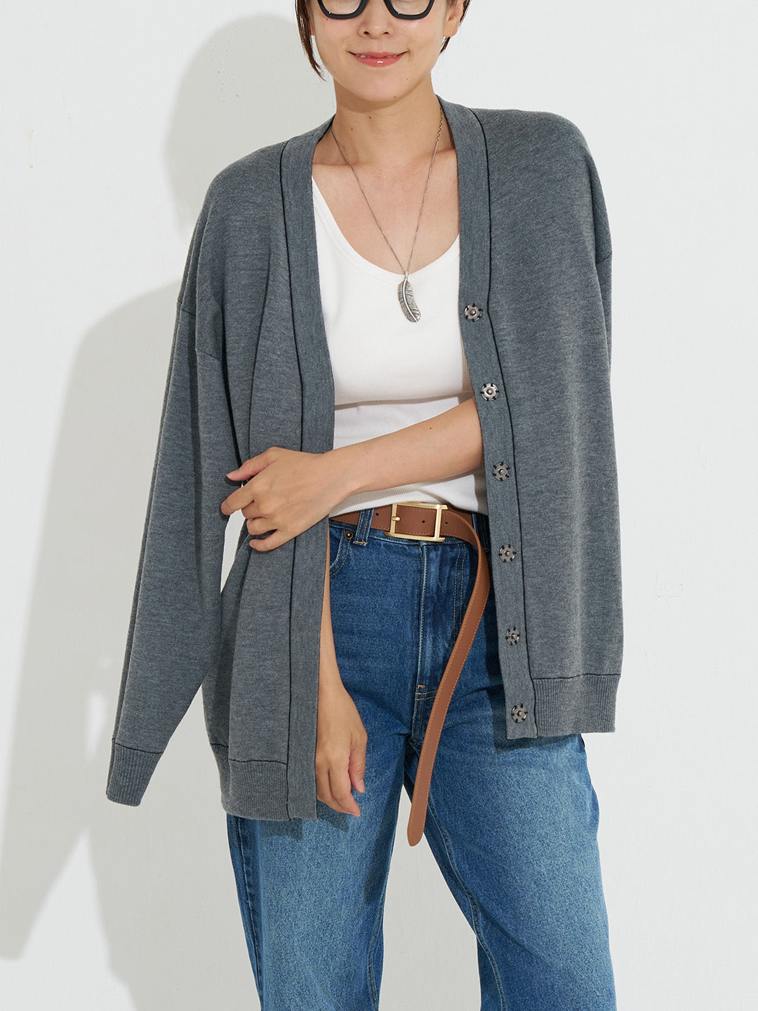 リバーシブルVネックカーディガン | Lazo_N33°（ラソエヌサーティ