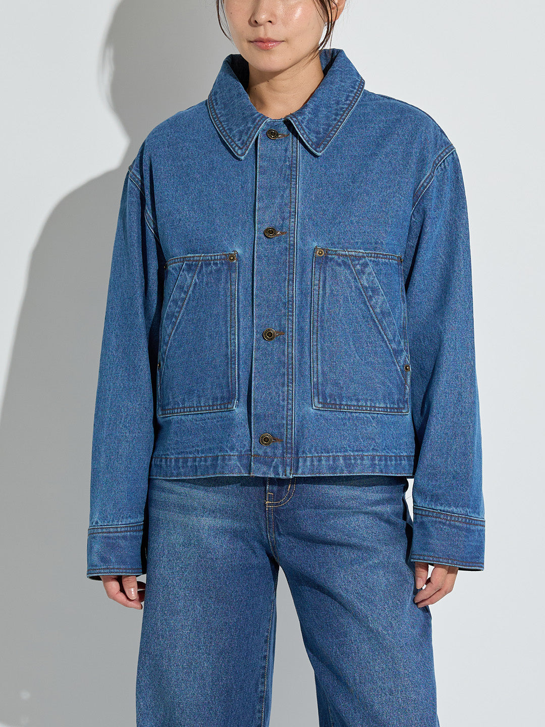 新品✨未使用イシカワラボ　ブルーデニムジャケット袖リブ　サイズ38 新品✨未使用イシカワラボ ブルーデニムジャケット袖リブ サイズ38