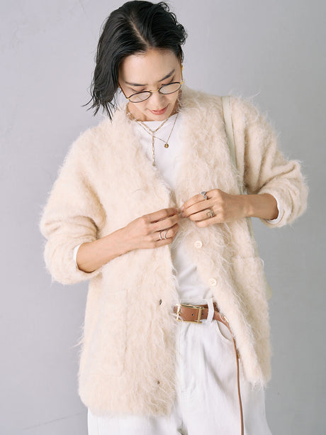 ウェーブ起毛Vカーディガン | Lazo_N33°（ラソエヌサーティスリー）の公式通販