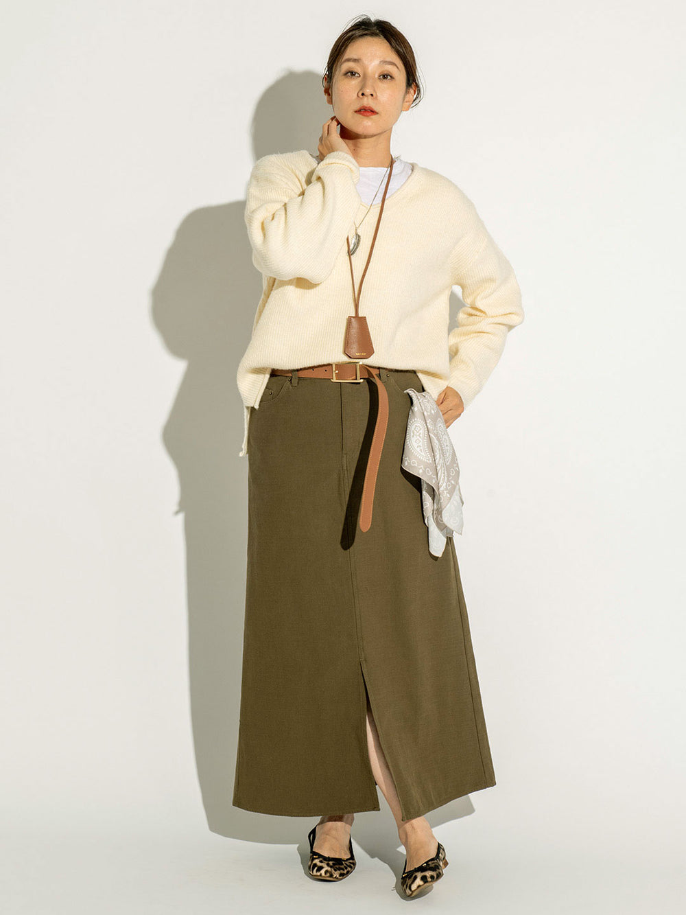 ストーンウォッシュロングスカート