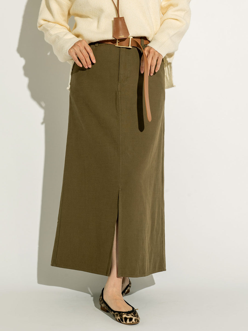 ストーンウォッシュロングスカート