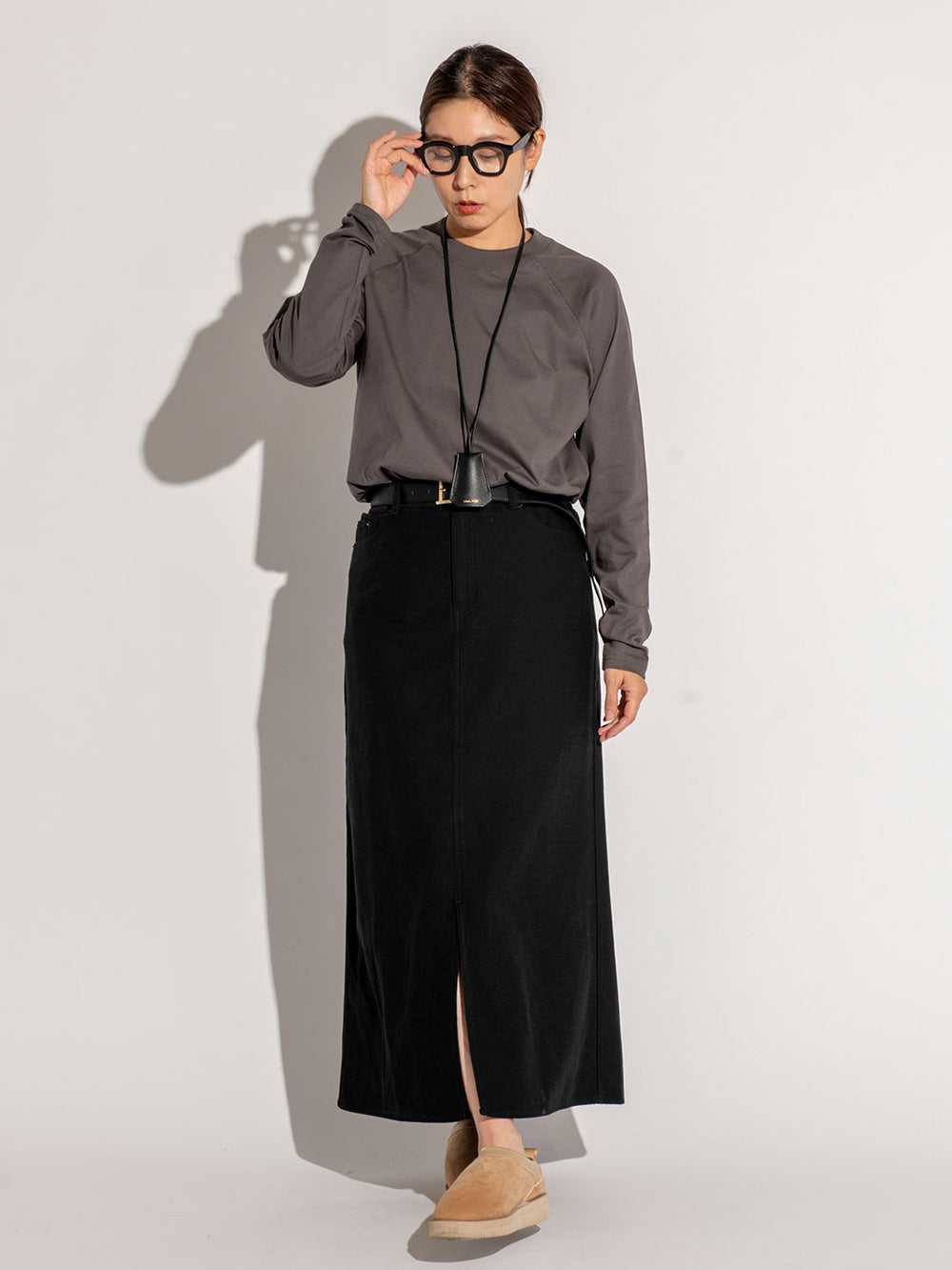 ストーンウォッシュロングスカート