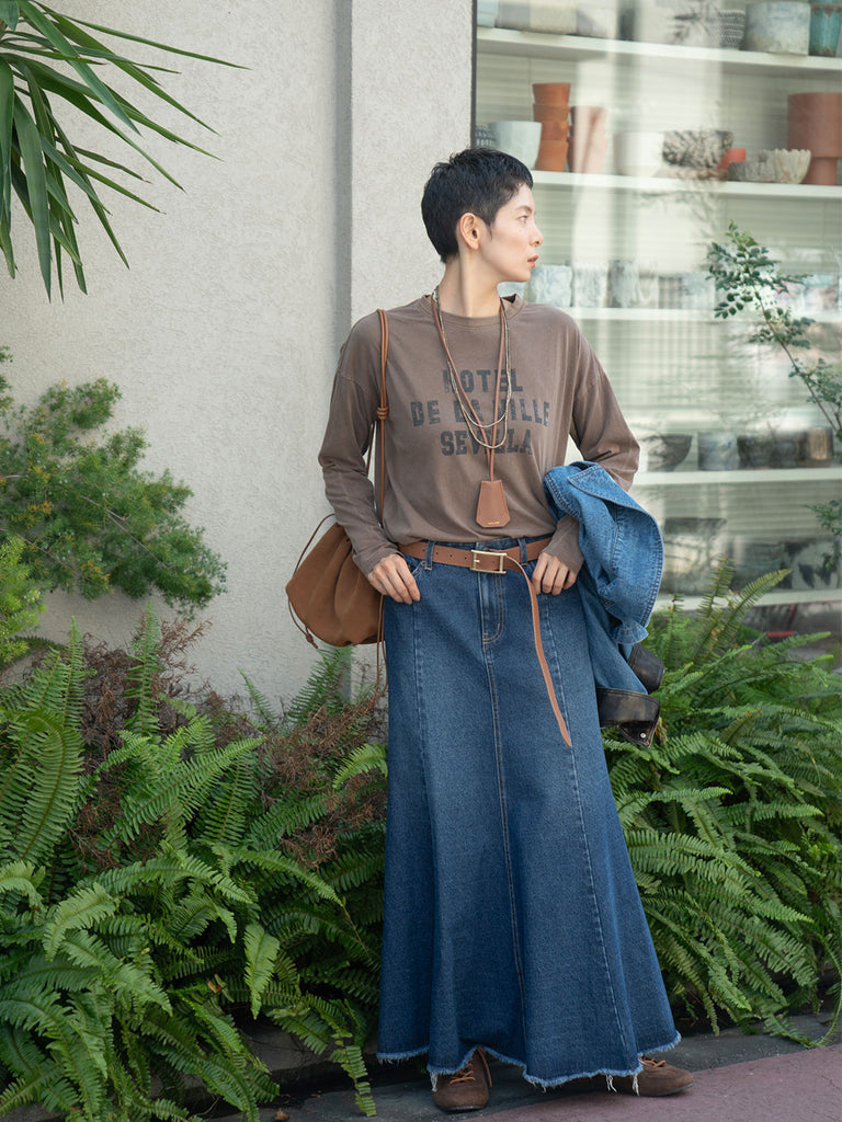 Model：163cm　着用サイズ：Skirt F T-shirt M