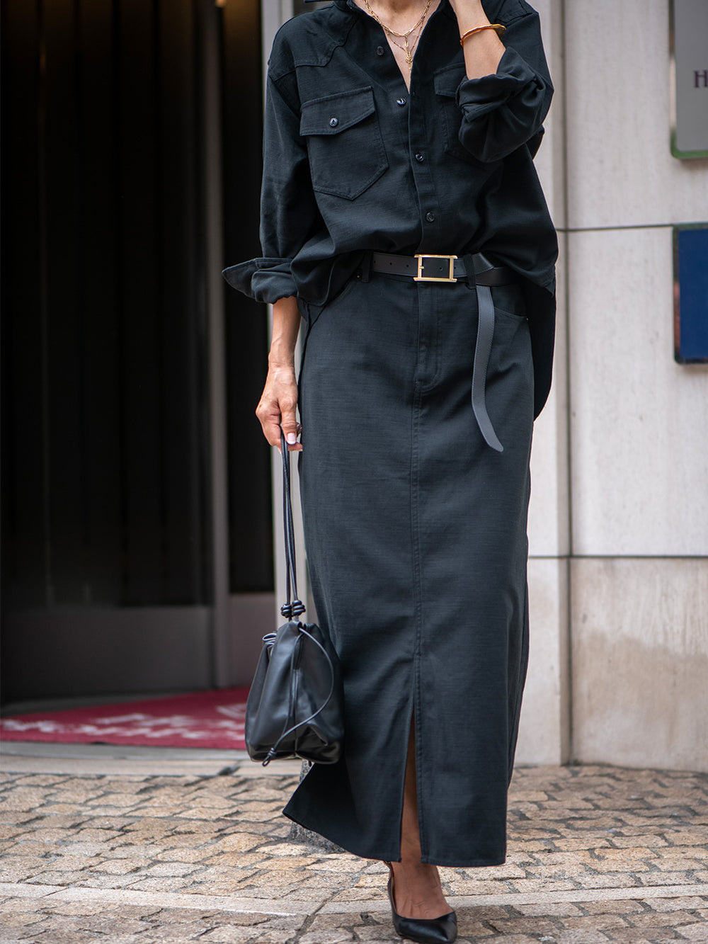 ストーンウォッシュロングスカート